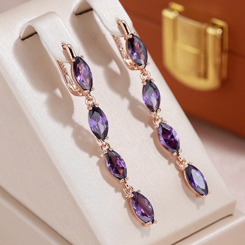 Cercei Elegant cristale violet