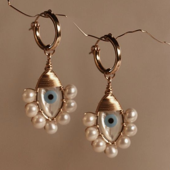 Cercei Nazar Vintage cu perle