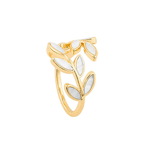 Inel Deschis cu Formă de Ramură de Frunze în Aur