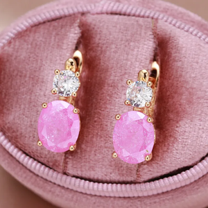 Cercei eleganți din cristal placat cu aur roz