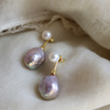 Cercei eleganți de perle liliac