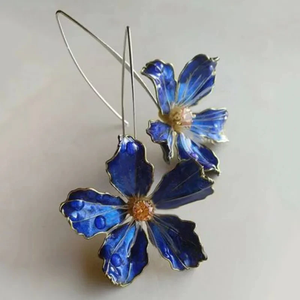Cercei cu flori de epocă albastru